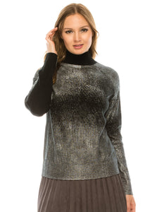 Mock Neck Silver Front Sweater