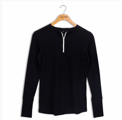 Point Ribbed Zip Top