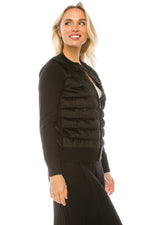 Load image into Gallery viewer, Velvet Padded Puff Front Zip Jacket
