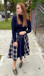 Load image into Gallery viewer, Navy Plaid Prep Skirt
