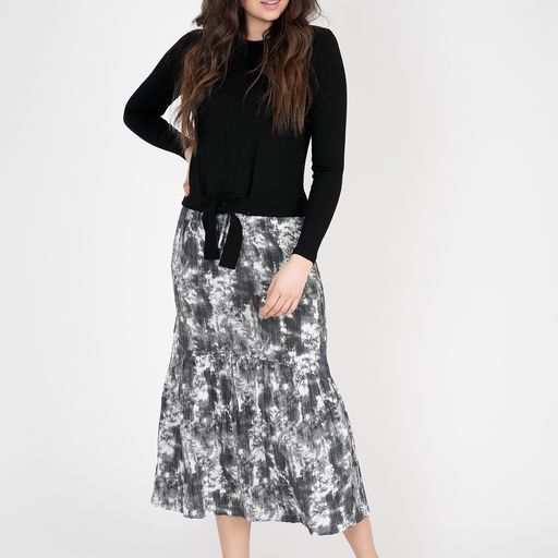 FYI LADIES TIERED MIDI SKIRT