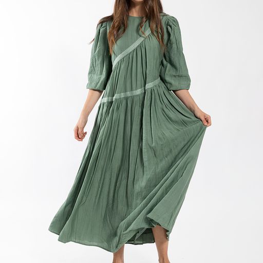 BASIL TRIM SWING DRESS