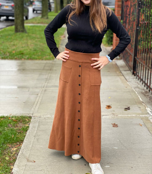 Knit Button Up Maxi Skirt