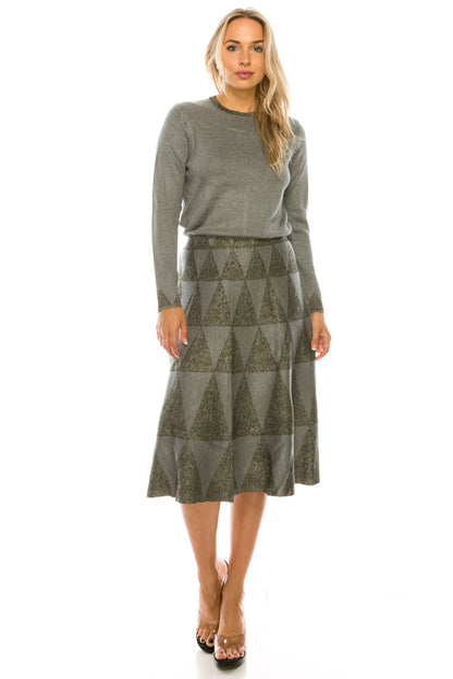 V Shimmer Knit Skirt - Set