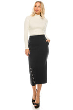 Load image into Gallery viewer, Studded Pocket Front Knit Skirt
