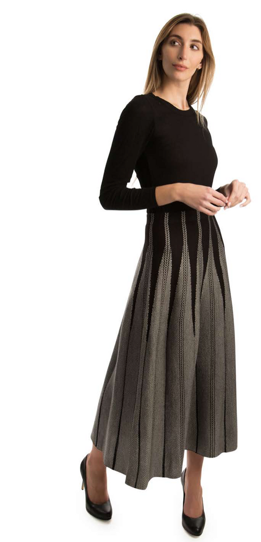 B & W Maxi A-Line Skirt