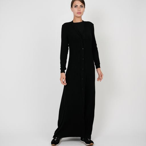 BLACK RIBBED CARDIGAN DRESS Fallon's BLACK RIBBED CARDIGAN DRESS Fallon's