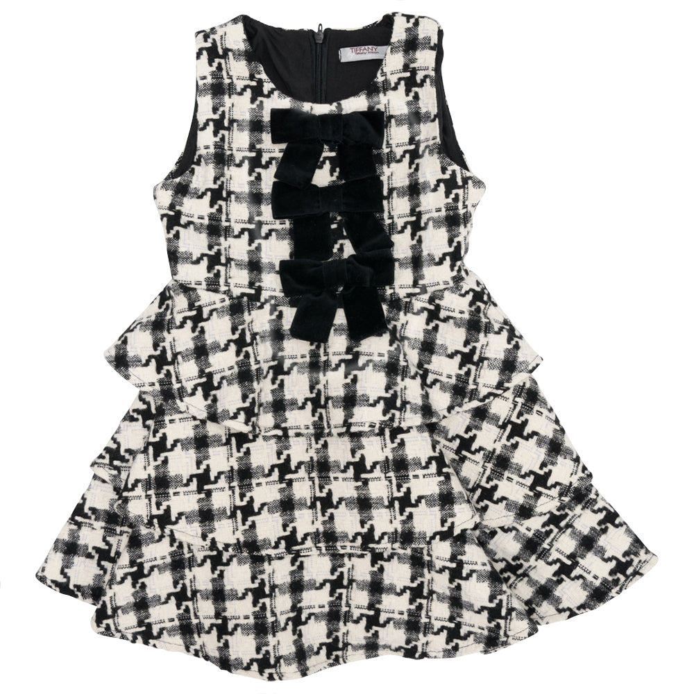 Houndstooth Ruffle Bow Dress