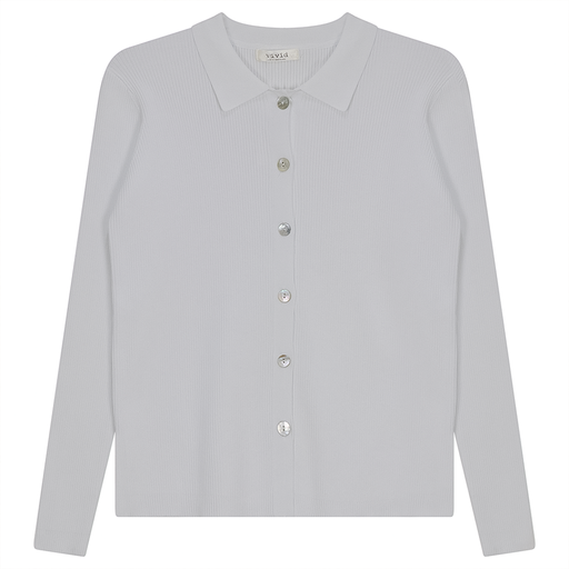 RIBBED KNIT COLLARED SHIRT