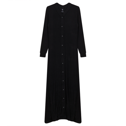 BLACK RIBBED CARDIGAN DRESS