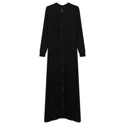 BLACK RIBBED CARDIGAN DRESS