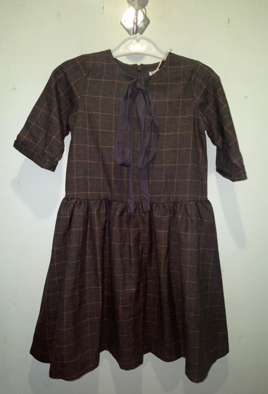 Grey/Orange Plaid Dress