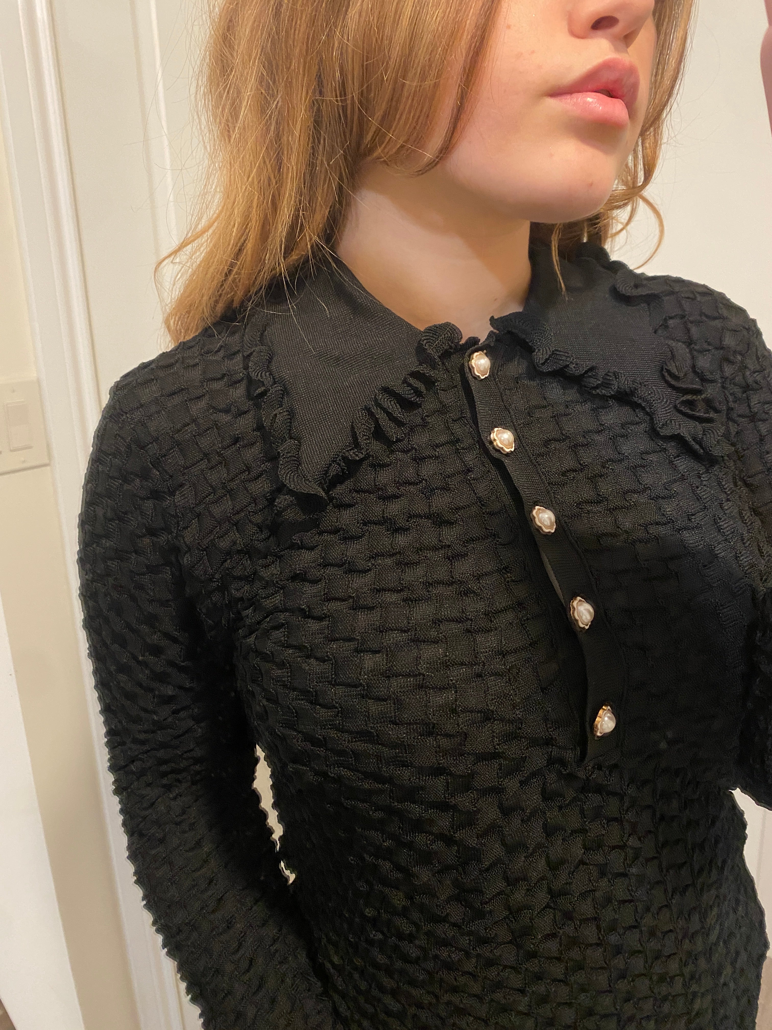 WAFFLE COLLARED TOP