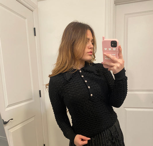 WAFFLE COLLARED TOP