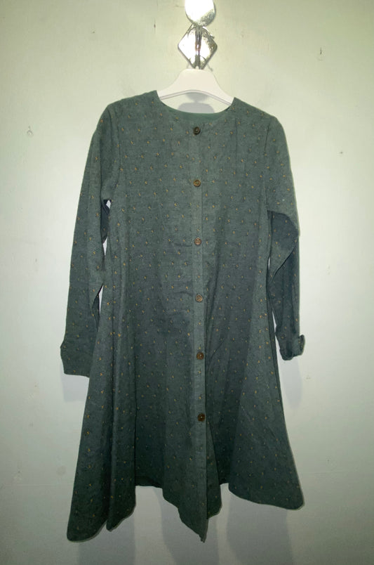 Green/Orange Button Down Dress