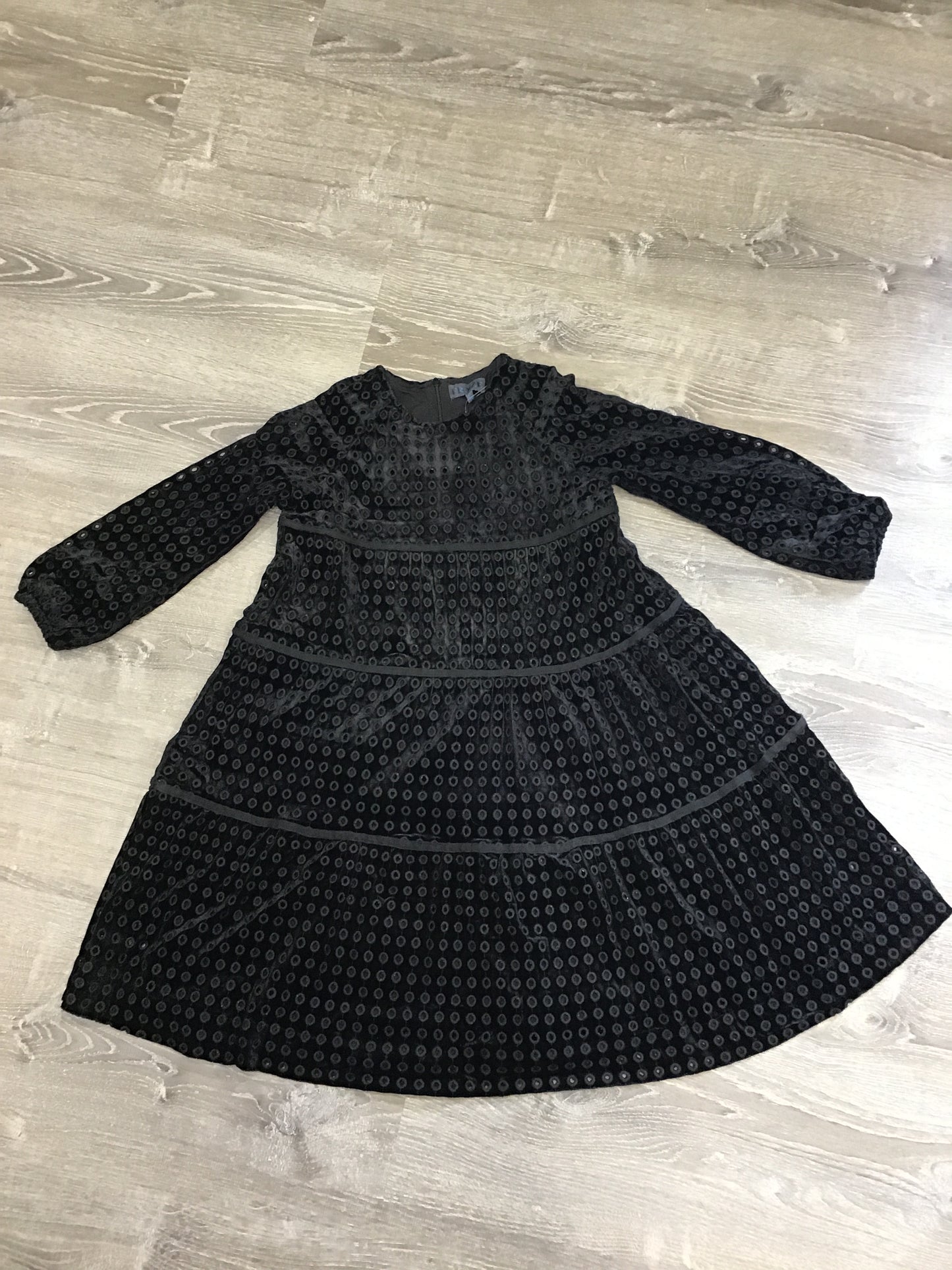 Black Eyelet Velour Dress