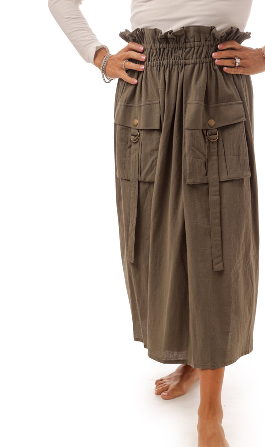 OLIVE CARGO SKIRT