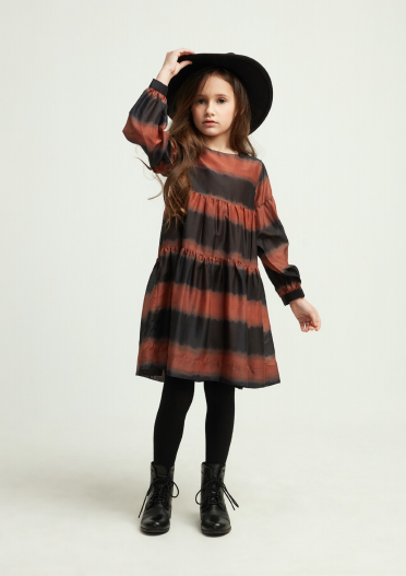 Ombré Black Dress with Burnt Orange Streaks