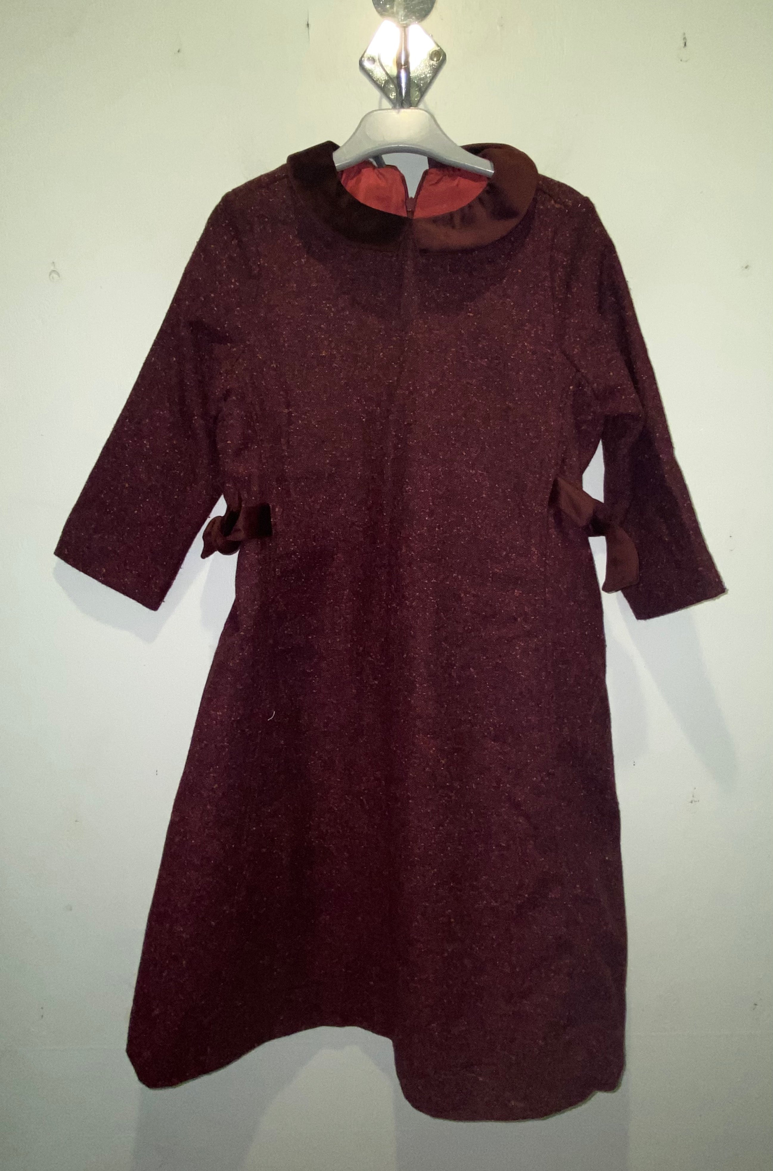 Burgundy Dress with Velvet Detail