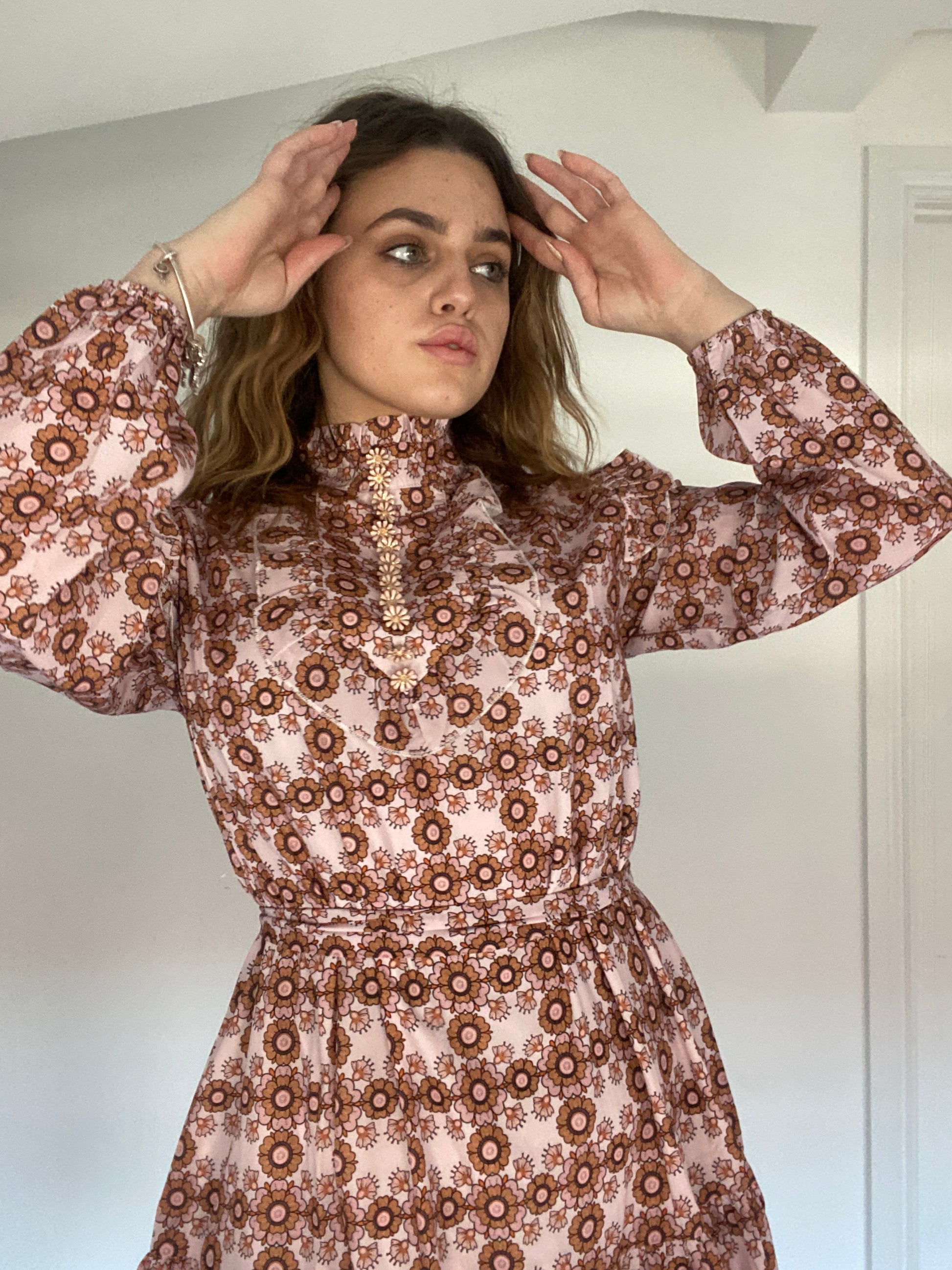 brown daisy dress MILLE Daisy Dress in Cocoa Floral